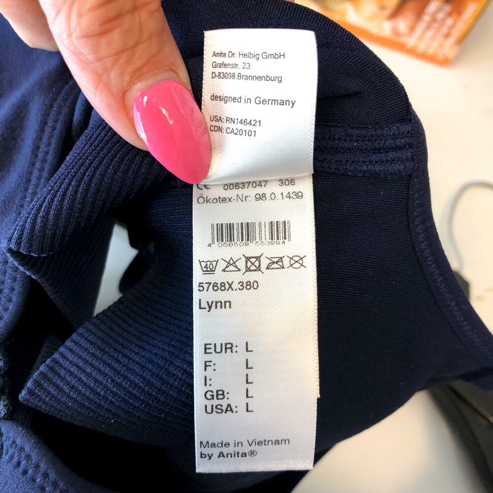 ANITA Women's Lynn Post Mastectomy Bra Large Maritime Blue Molded Cups NWT - Picture 11 of 12